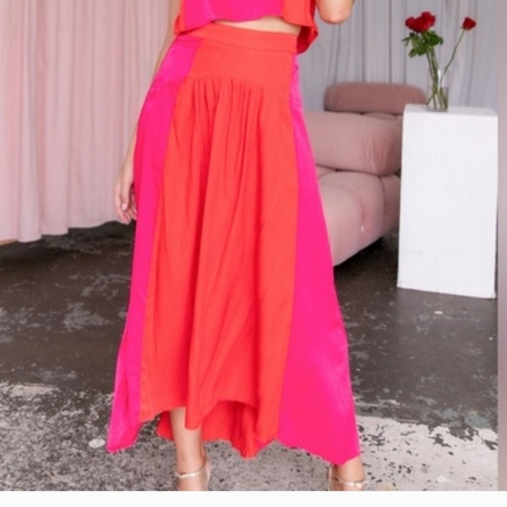 PETAL & PUP VIBRANT PINK & RED HI-LO SKIRT SZ XS